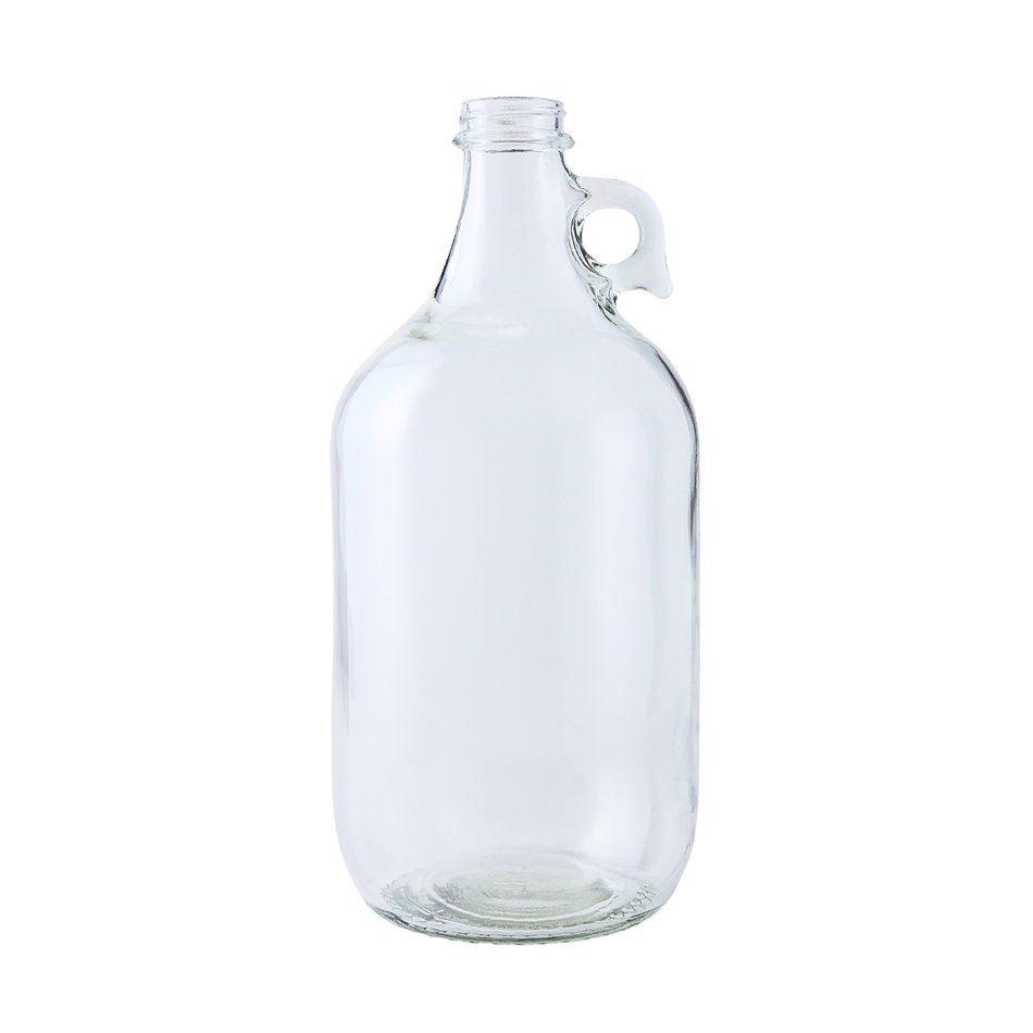 Clear 0.5-gallon glass jug from FastBrewing, ideal for homebrewing and winemaking, showing a transparent glass container with a narrow opening.