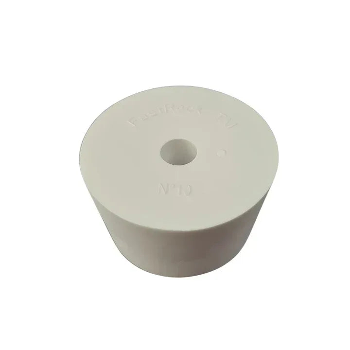 10.0 drilled TPE rubber bung for airlocks, FastRack brand, showing a close-up of the rubber bung with drilled hole for fermentation use.