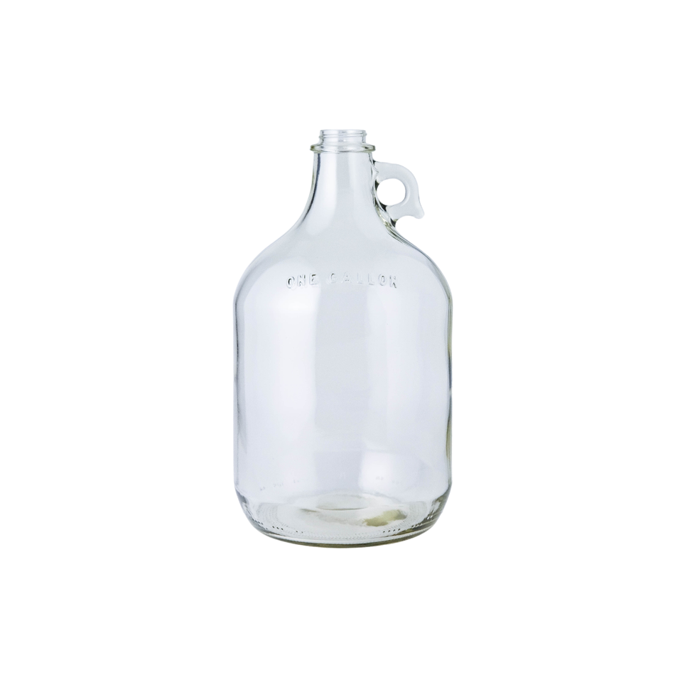 Clear glass jug with polyseal cap, 1-gallon size, ideal for homebrewing and winemaking by FastBrewing.