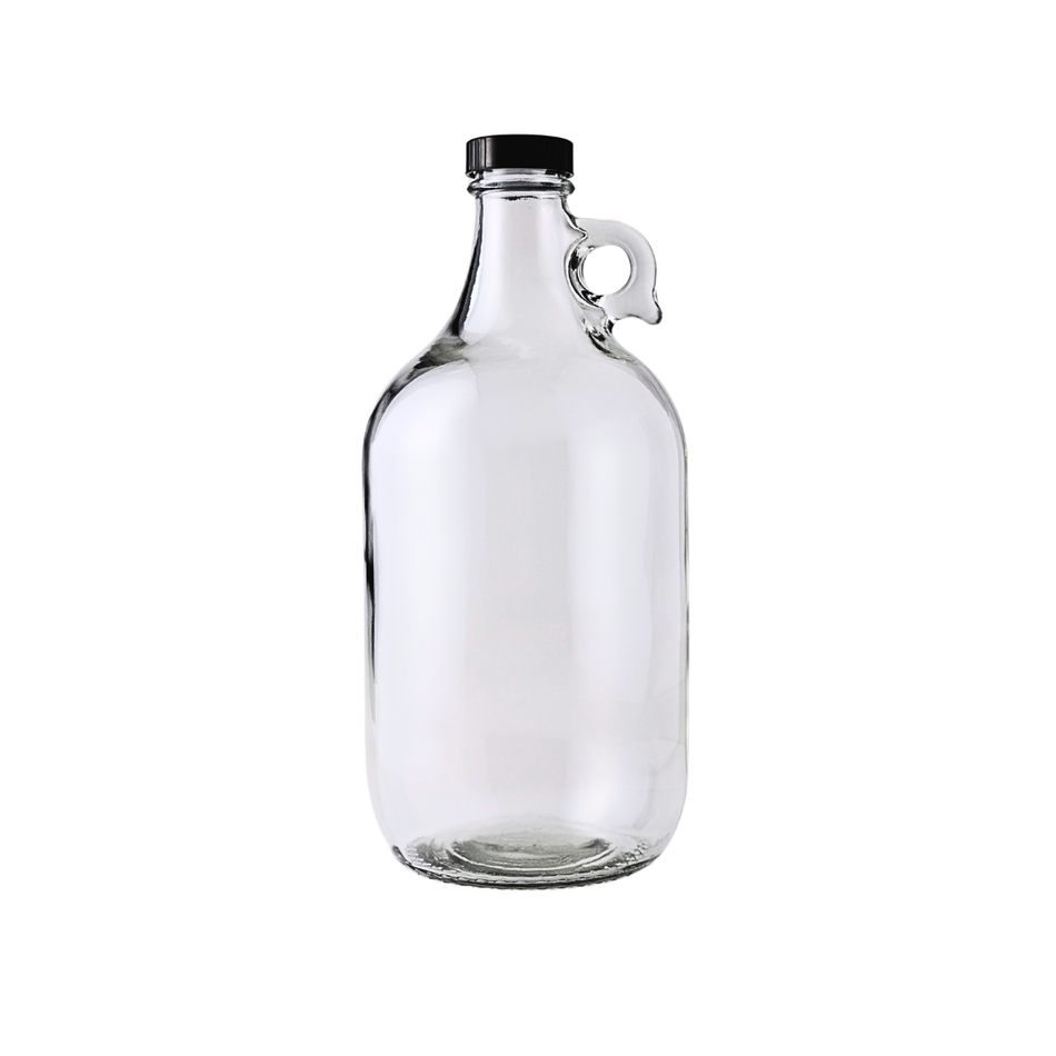 Clear 0.5-gallon glass jug from FastBrewing, ideal for homebrewing and winemaking, with a wide mouth and sturdy handle.