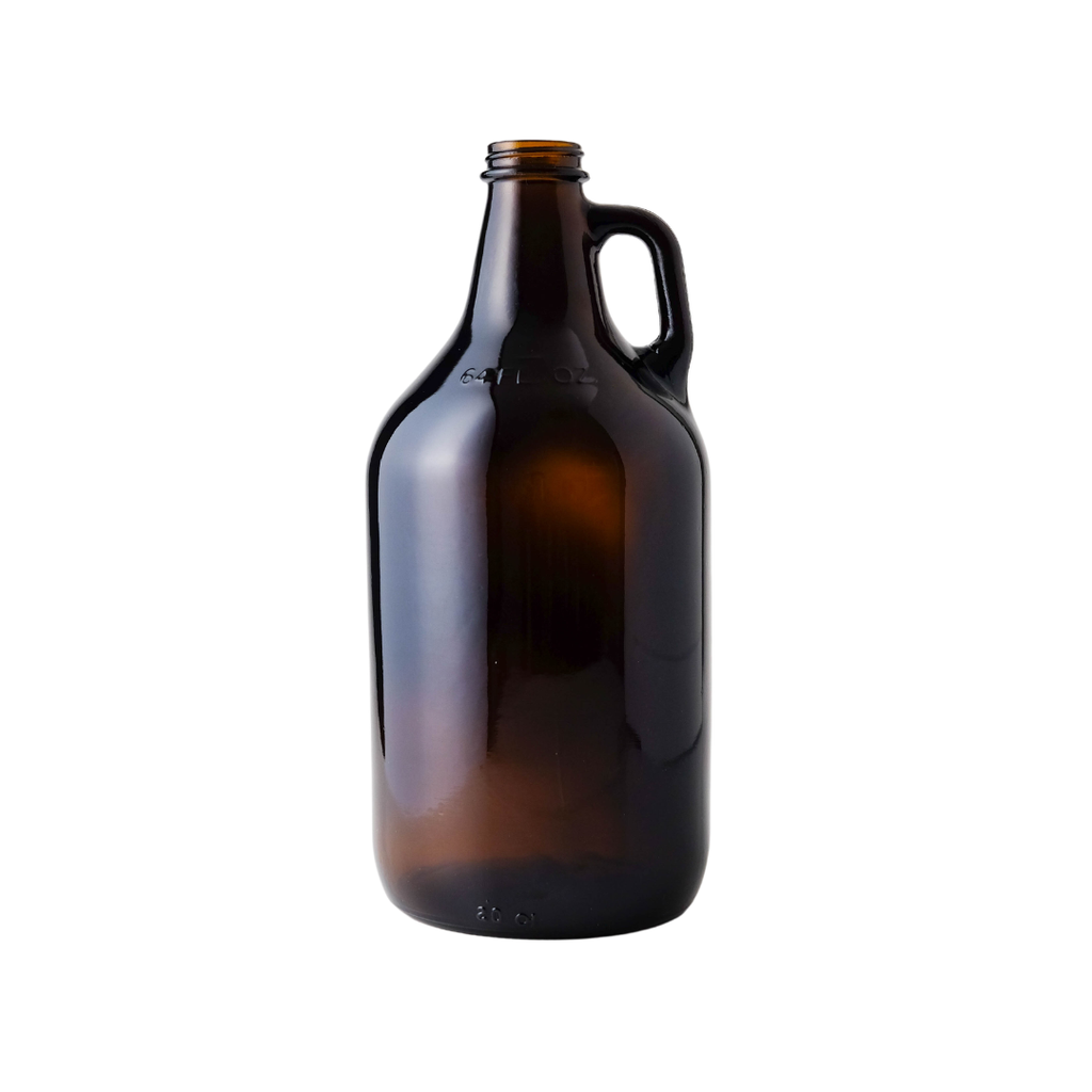 Six 64 oz amber glass growler jugs from FastBrewing, ideal for homebrewing and winemaking storage.