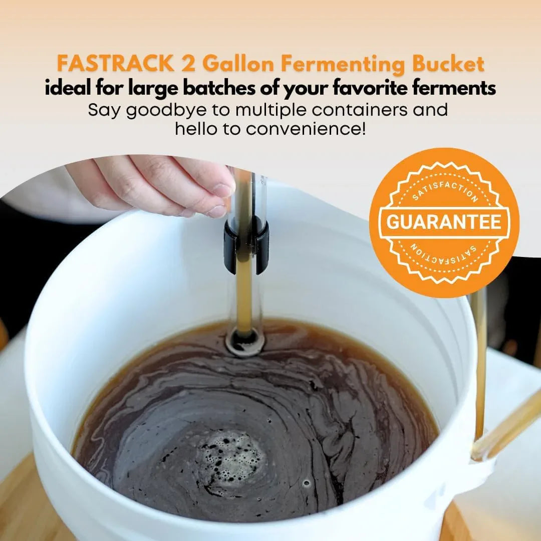 FastRack 2-gallon fermentation bucket with lid in a boxed set, suitable for home brewing and food fermentation.