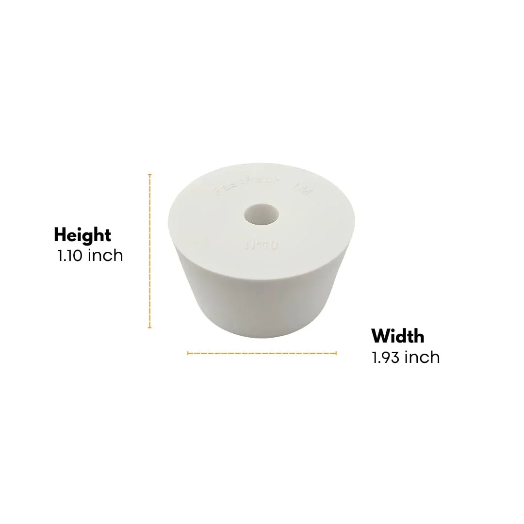 FastRack 10.0 drilled TPE rubber bung for airlocks, flexible and durable fermentation bung with drilled hole for air escape.