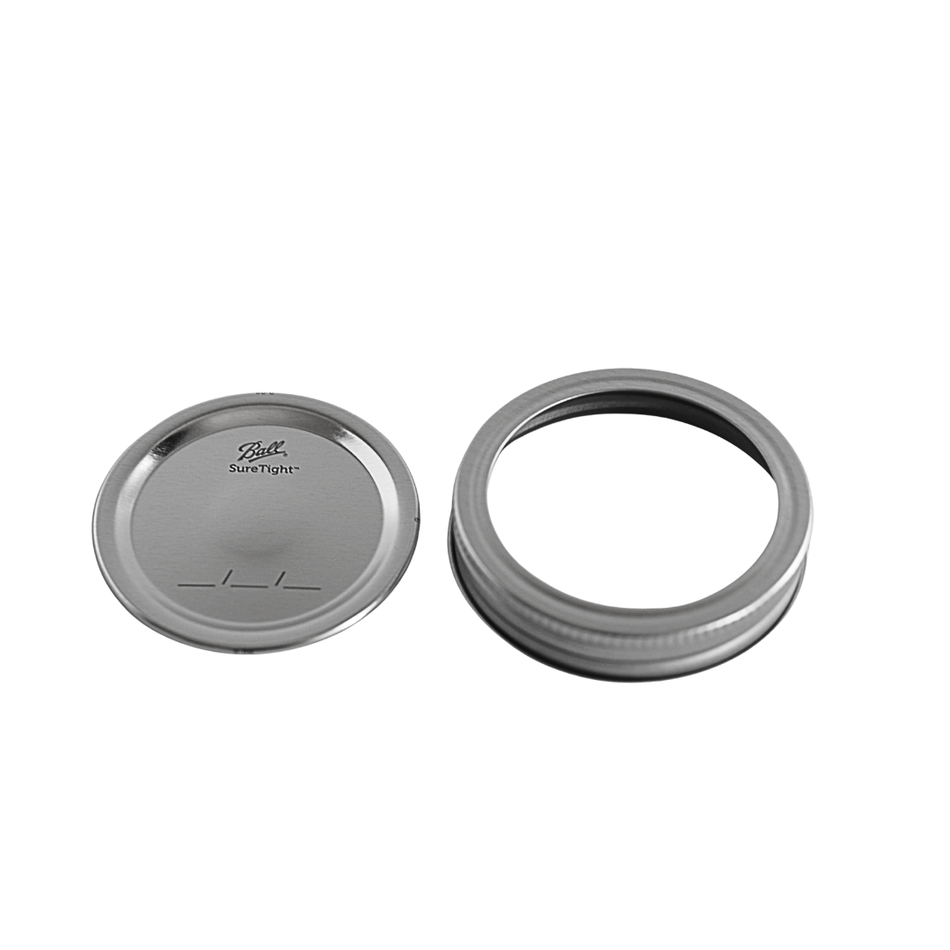 Pack of 12 wide mouth Ball Mason Jars lids and bands by FastBrewing, suitable for homebrewing and winemaking.