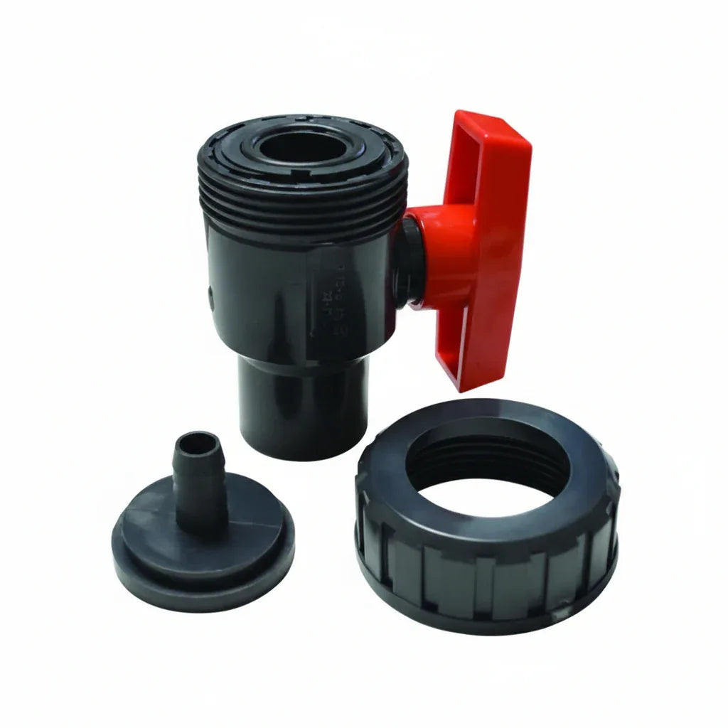 FastFerment 14G fermentation valve attached to brewing vessel, showcasing durable fermentation accessory for home brewing.