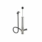 FastRack 8-inch D-type manual keg pump with hose and coupler for efficient beer dispensing.