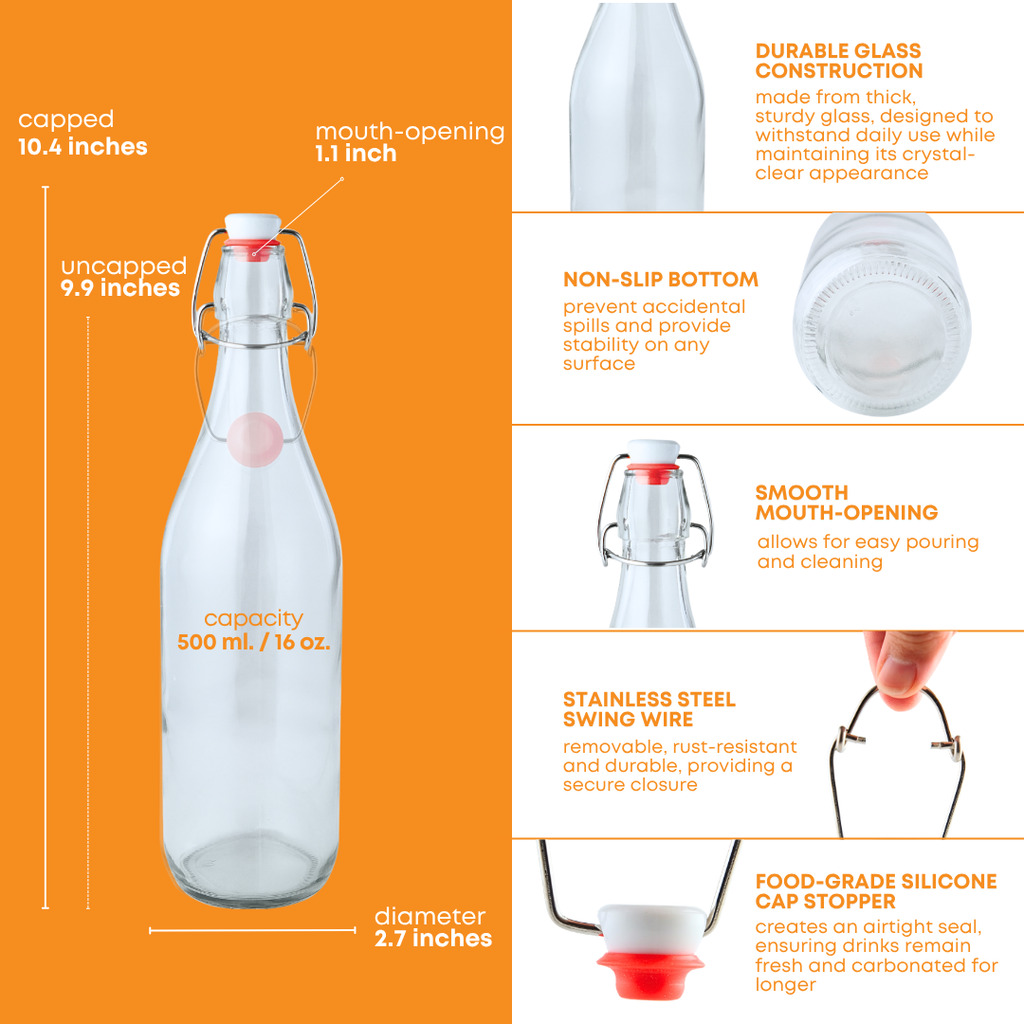 Bulk Clear Swing Top Bottles (Slim) - 16 oz (2520 Count Pallet)