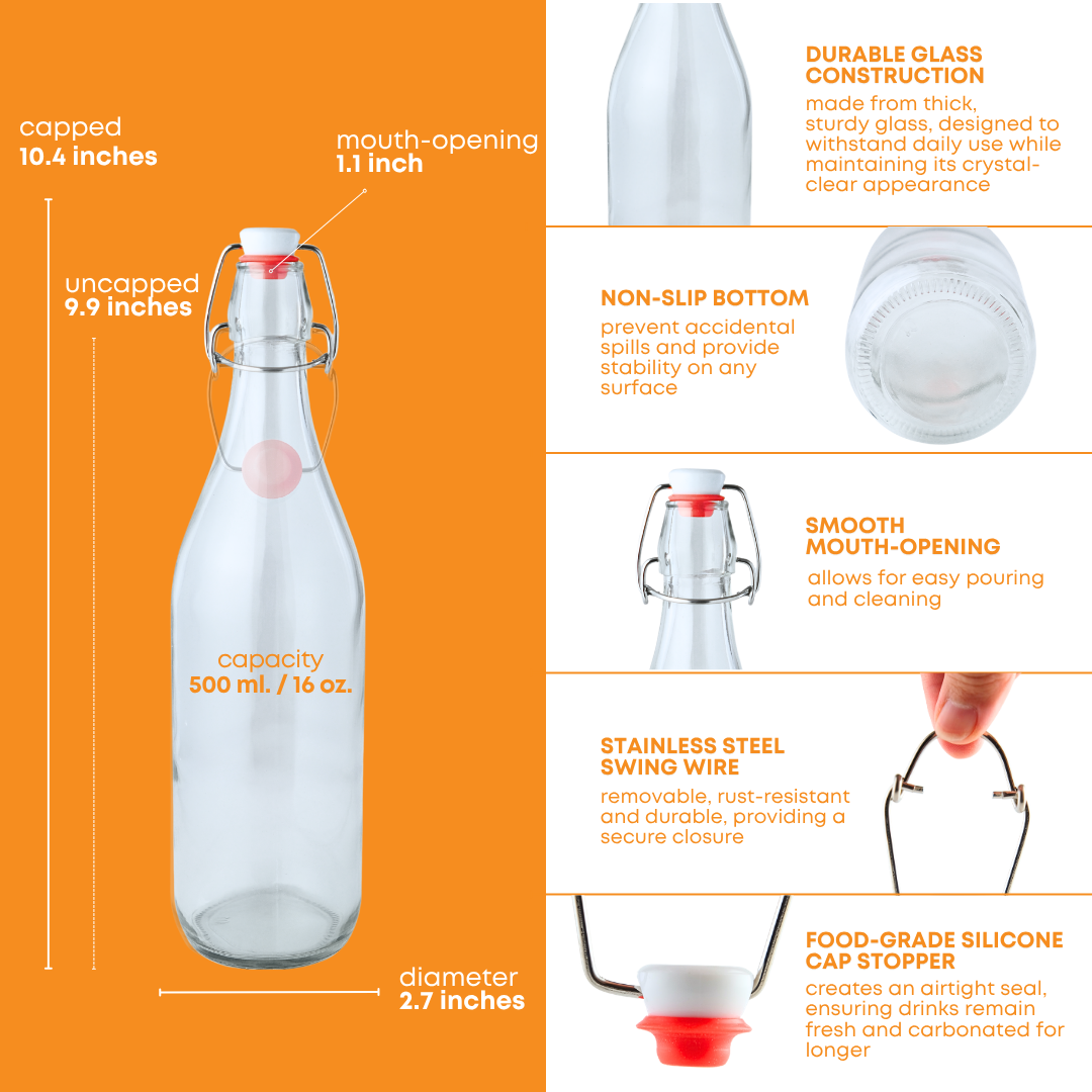 Bulk Clear Swing Top Bottles (Slim) - 16 oz (2520 Count Pallet)