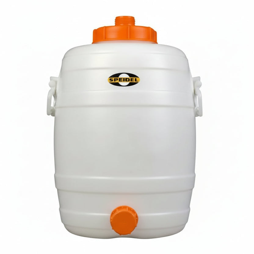 Speidel 30L fermenter with spigot and lid, suitable for home brewing fermentation, made by FastRack.