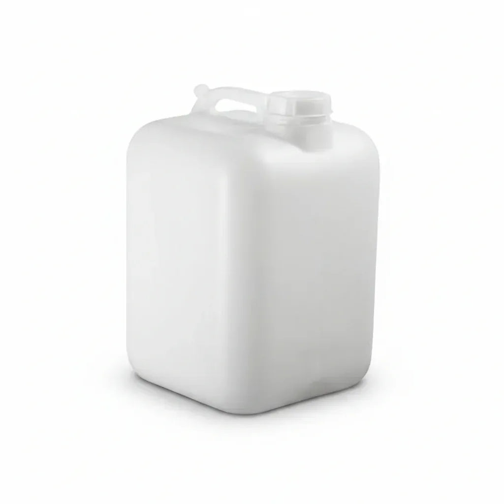 FastRack 6-gallon Hedpak with screw cap, clear plastic container for storage and transport of liquids or bulk materials.