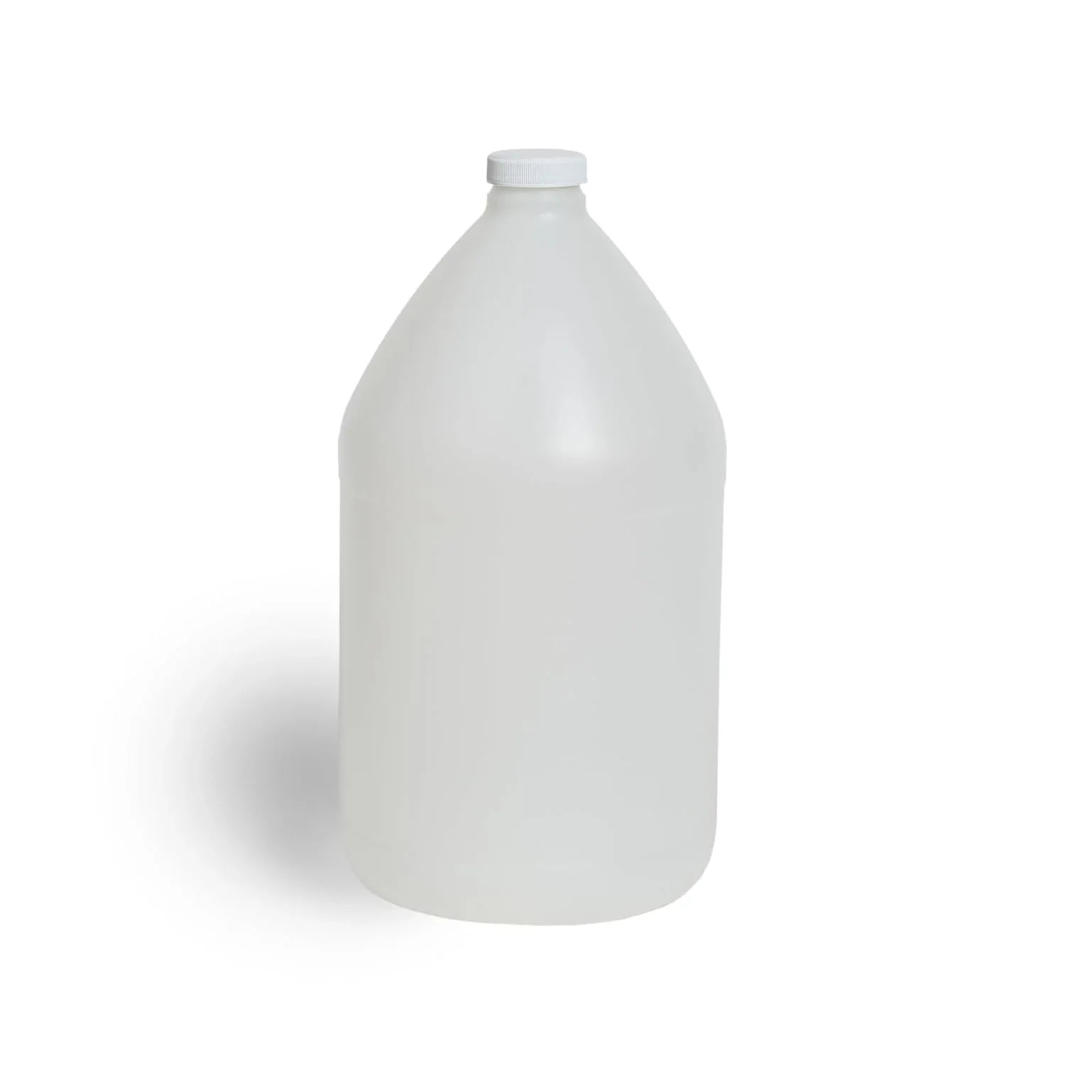FastRack 1-gallon round plastic jug with lid, durable container for liquids, featuring a secure screw-on top.
