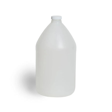 FastRack 1-gallon round plastic jug with lid, durable container for liquids, featuring a secure screw-on top.