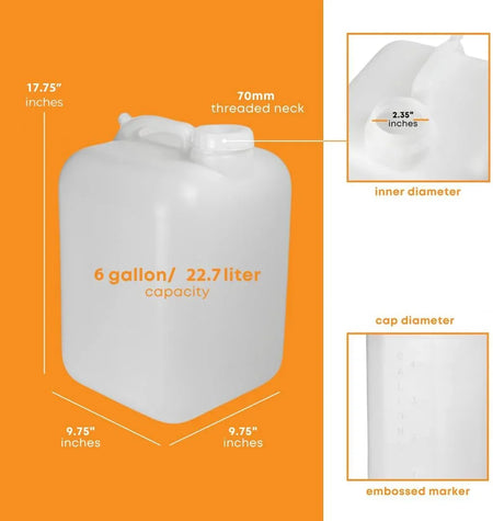 FastRack 6-gallon Hedpak with screw cap, clear plastic container for storage or transportation of liquids.