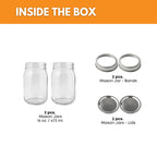 FastRack Glass Mason Jars 16 oz - Pack of 2