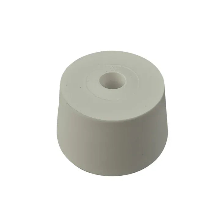 6.5-inch drilled TPE rubber bung for airlocks, used for fermentation, by FastRack, showing the perforated rubber stopper.