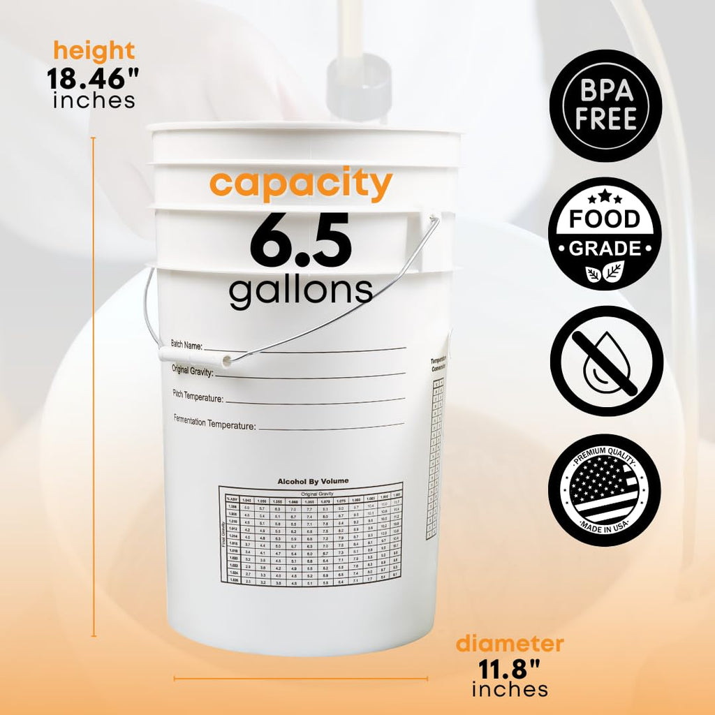FastRack 6.5-gallon fermentation bucket with lid, sturdy plastic fermentation bucket and airtight lid for brewing or fermenting.