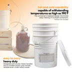 FastRack 6.5-gallon fermentation bucket with lid, sturdy plastic fermenter for home brewing or food fermentation process.