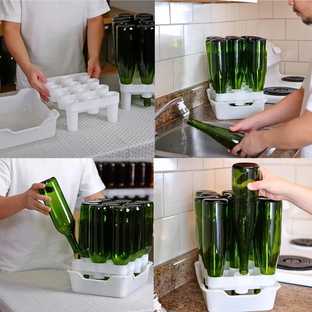 FastRack 12-bottle drying rack with tray for drying wine bottles and accessories, made of durable materials.