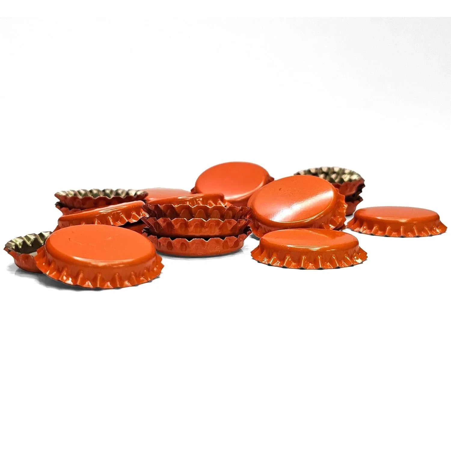 FastRack oxygen absorbing orange beer bottle caps, eco-friendly caps for preserving beer freshness in bottles.