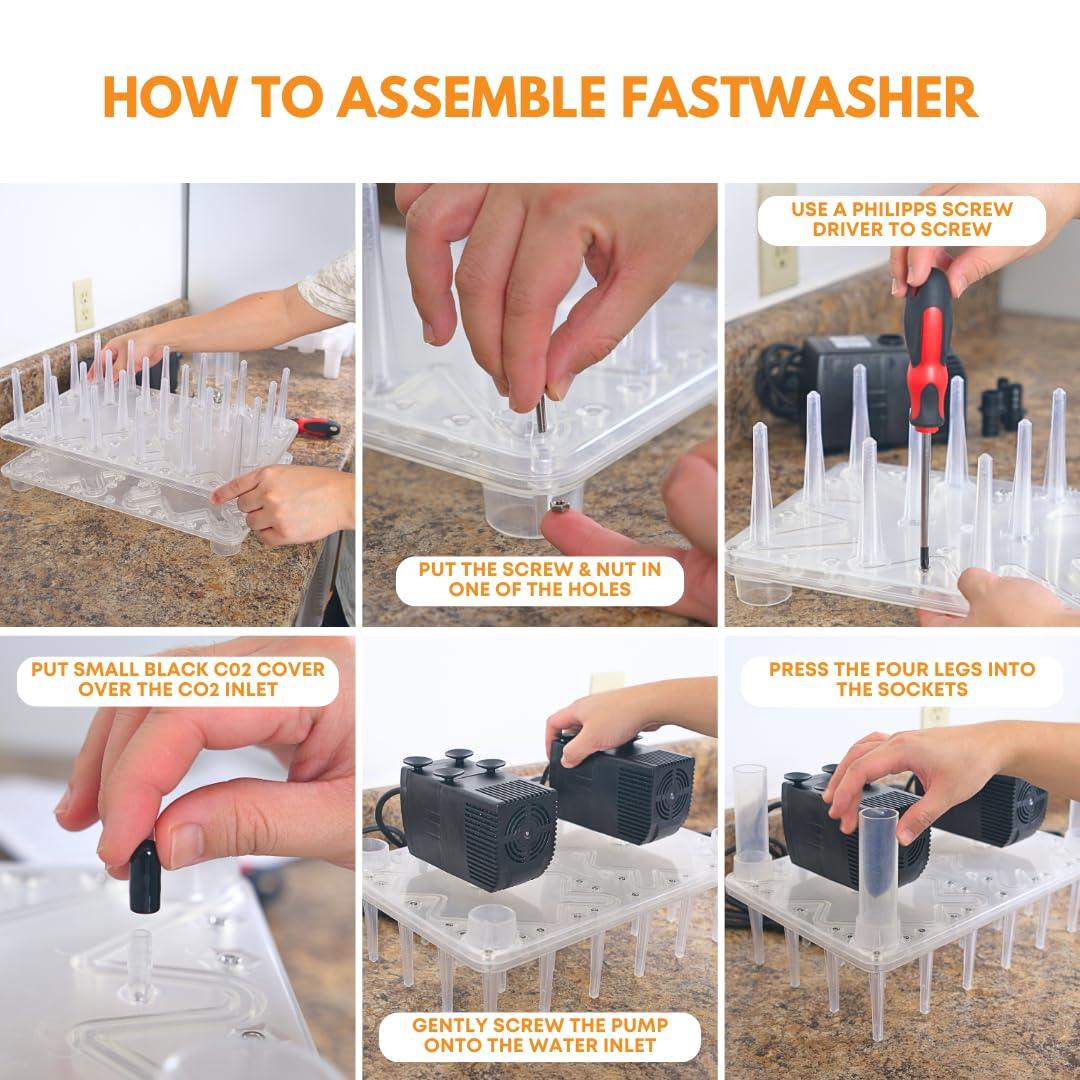 FastWasher 24 beer and wine bottle cleaner, compact bottle washer with multiple nozzles for thorough cleaning.