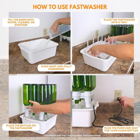 FastWasher 24 beer and wine bottle washer, compact appliance with multiple nozzles for thorough cleaning of bottles.