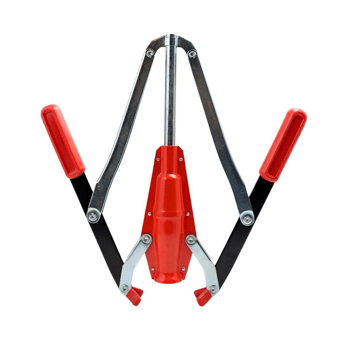 Red Portuguese double-lever hand corker by FastRack for sealing wine bottles with easy, ergonomic corking action.