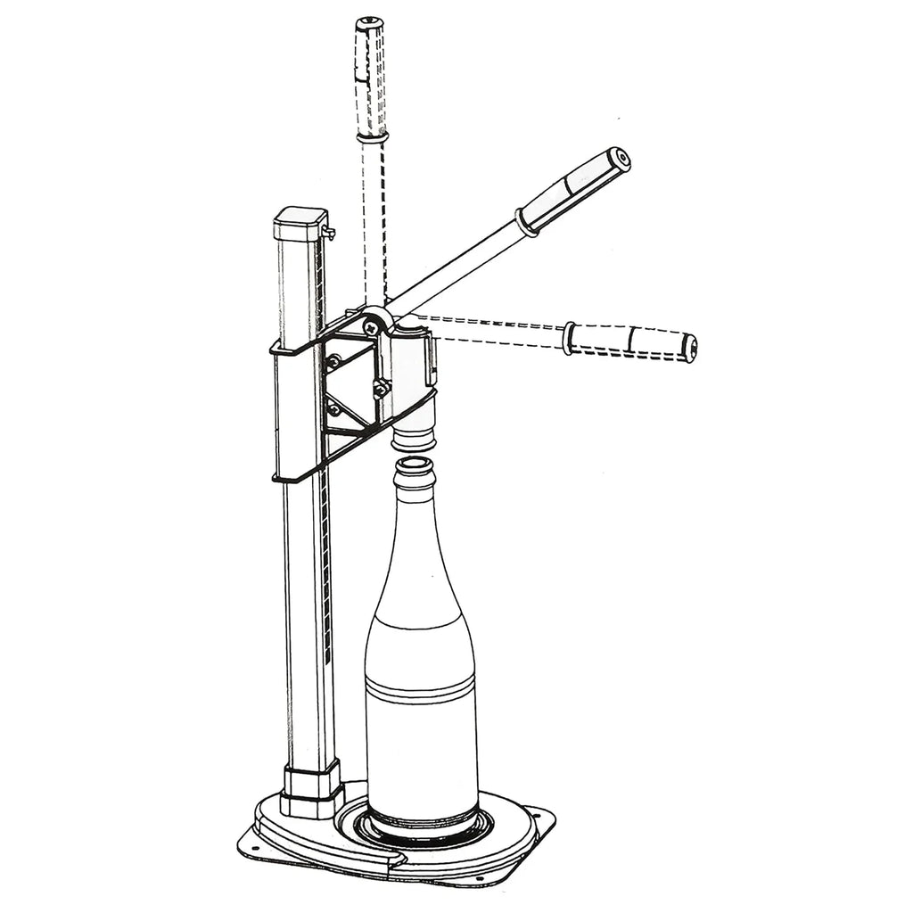 FastRack Super Agata Bench Beer Capper for efficient homebrewing, showing the sturdy capper with metal construction.