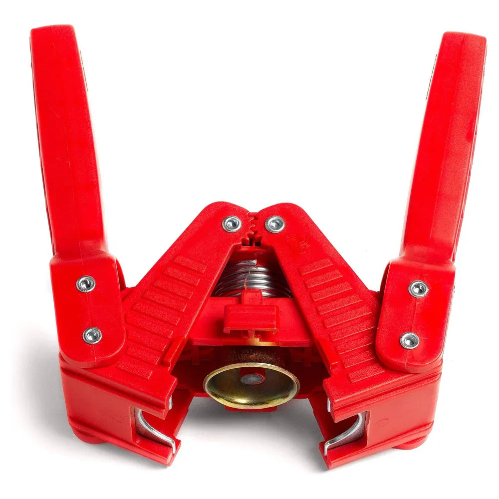 FastRack Emily Hand Capper in red, a manual capper tool used for sealing bottles with ease and precision.