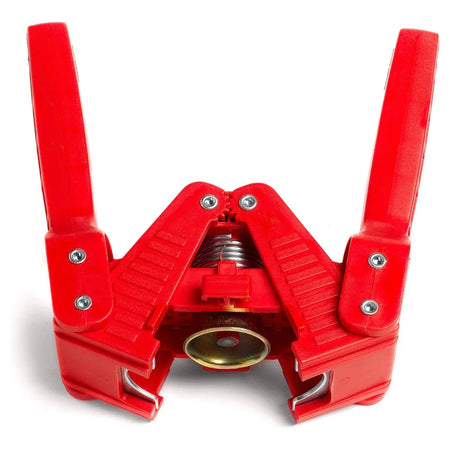 FastRack Emily Hand Capper in red, a manual capper tool used for sealing bottles with ease and precision.