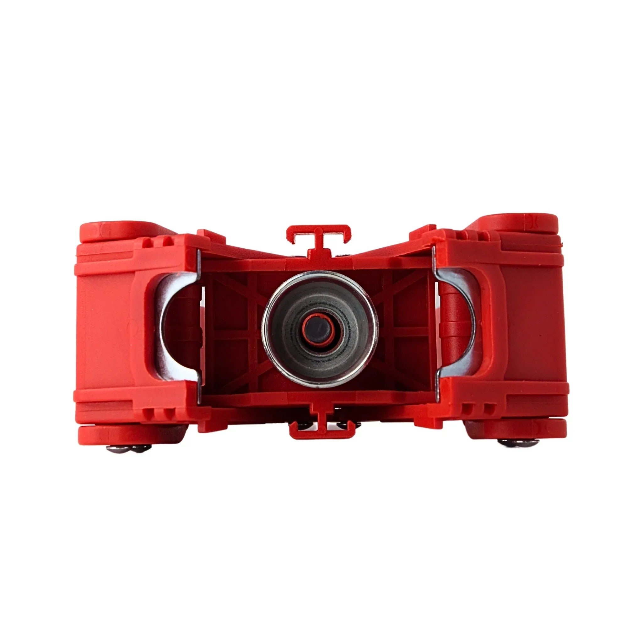 FastRack Emily Hand Capper (Red Baron) used for efficient bottle capping, showing the capper's red handle and metal mechanism.