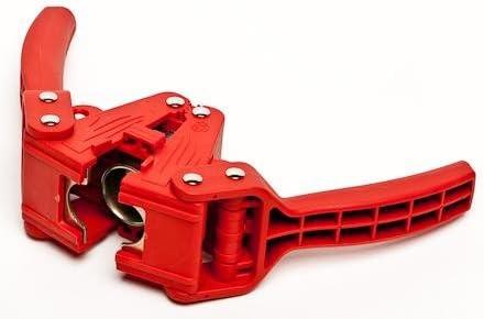 FastRack Emily Hand Capper (Red Baron) used for capping bottles, featuring a sturdy design and red finish.