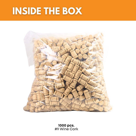 A large pile of natural wine corks in a 1000-pack, showcasing FastRack brand wine corks for sealing bottles.
