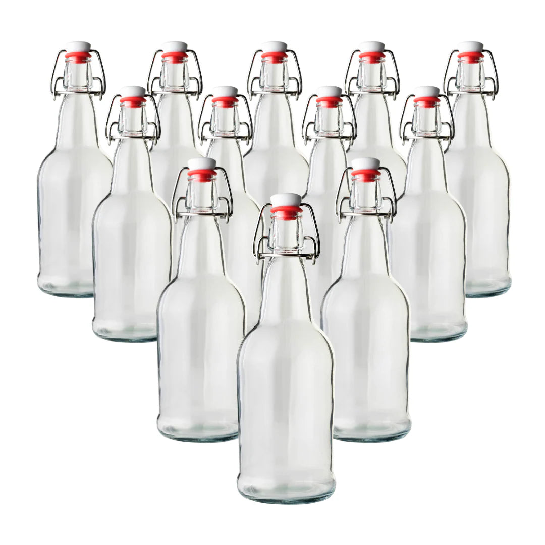 FastRack 500ml Clear Swing Top Bottles – 12 Pack - FastRack