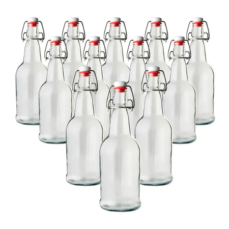 FastRack 500ml Clear Swing Top Bottles – 12 Pack - FastRack