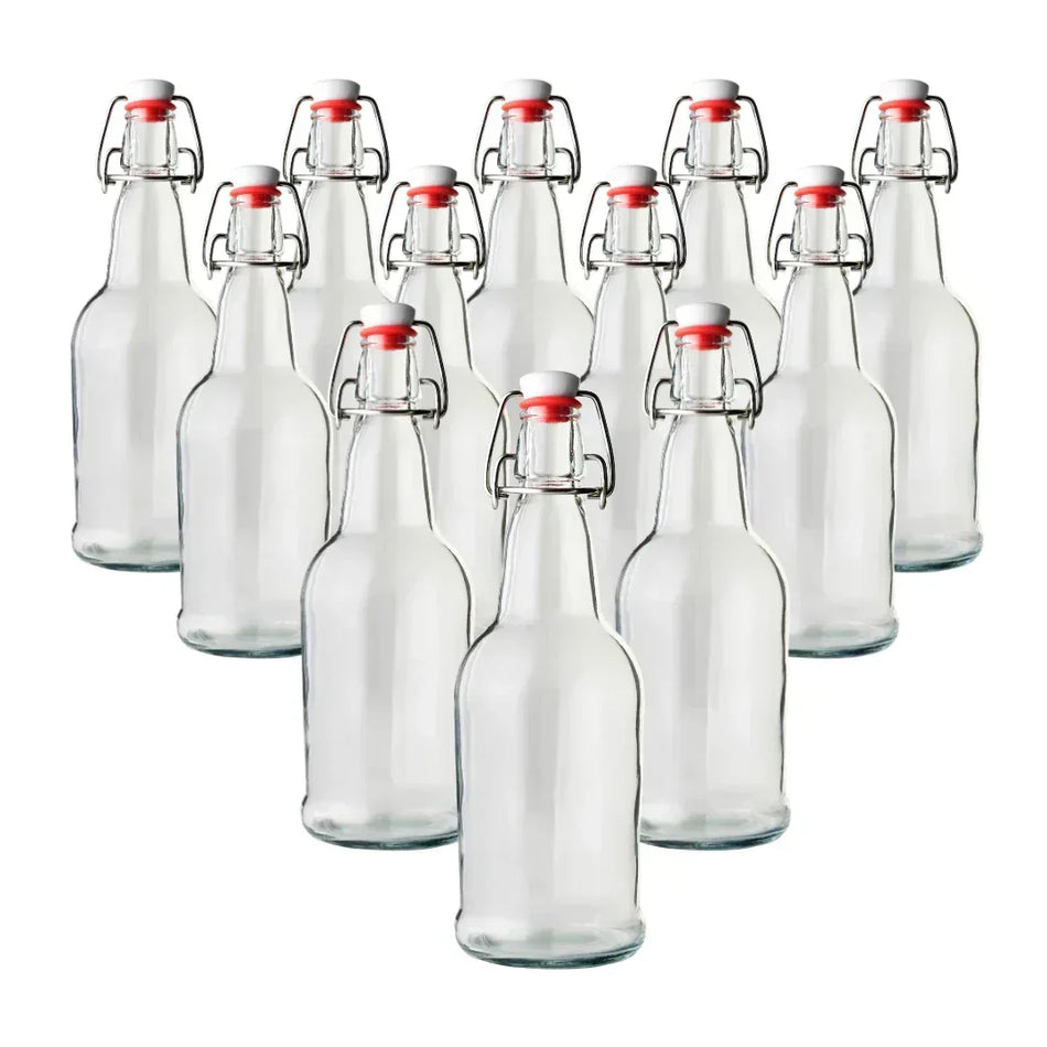 FastRack 500ml Clear Swing Top Bottles – 12 Pack - FastRack