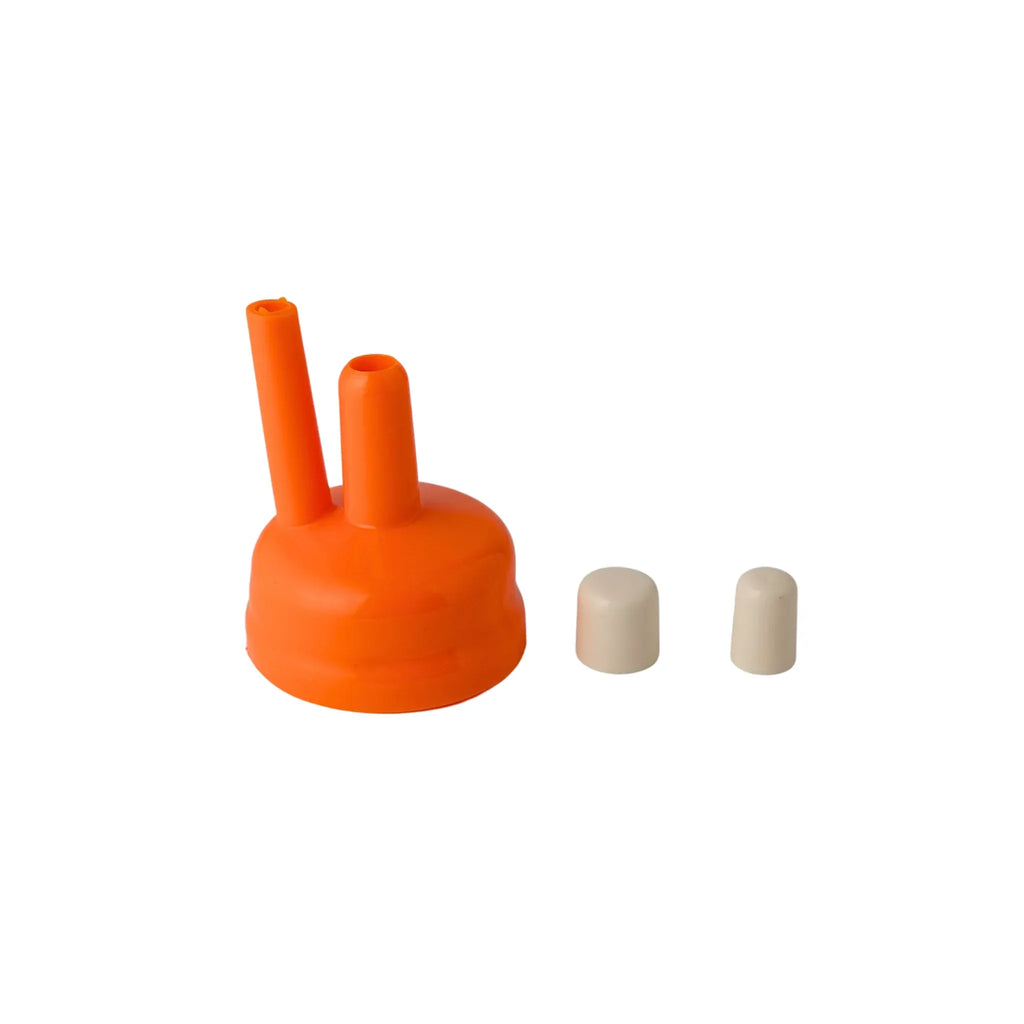 Orange FastRack carboy cap with dual ports, designed for secure sealing and easy access in carboy fermentation and brewing.