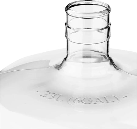 Six-gallon FastRack PET plastic carboy for fermentation, with a sturdy handle and screw cap, ideal for brewing or storage.