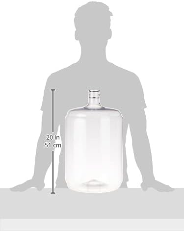 Clear 6-gallon PET plastic carboy for fermentation or storage, with a wide mouth and sturdy handle, from FastRack.