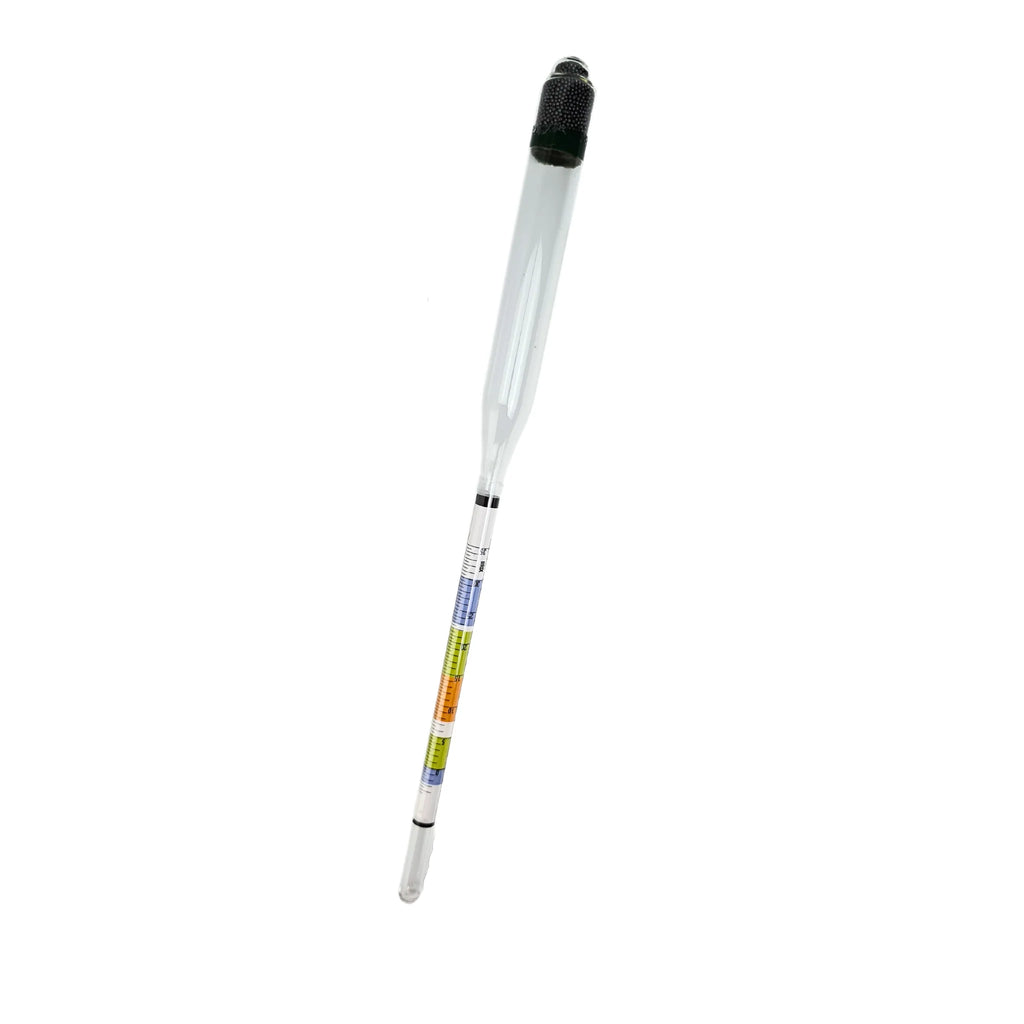 FastRack triple scale alcohol hydrometer used for measuring alcohol content in liquids during brewing.