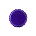Purple FastRack oxygen absorbing beer bottle caps with sealing ridges, designed to preserve beer freshness.