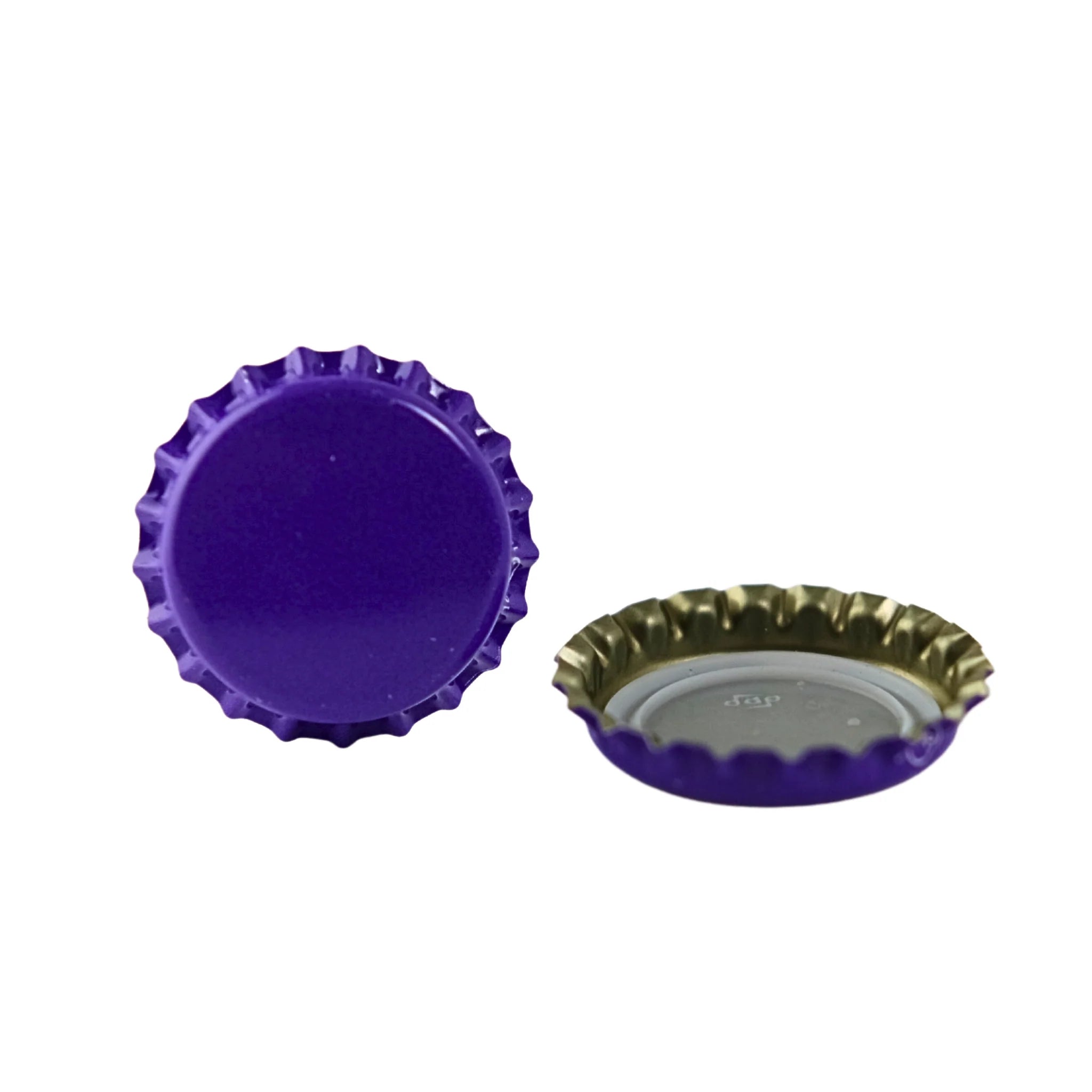 Purple oxygen-absorbing beer bottle caps by FastRack, designed to preserve freshness and prevent oxidation in beer bottles.