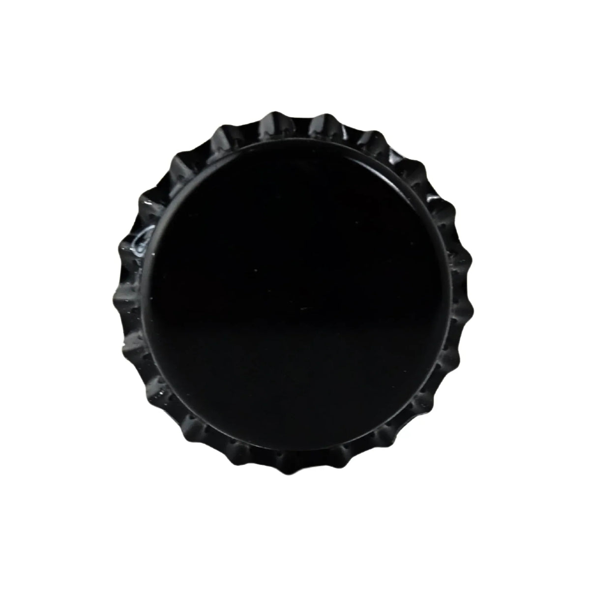 Black oxygen absorbing beer bottle caps by FastRack, designed to preserve freshness in beer bottles.