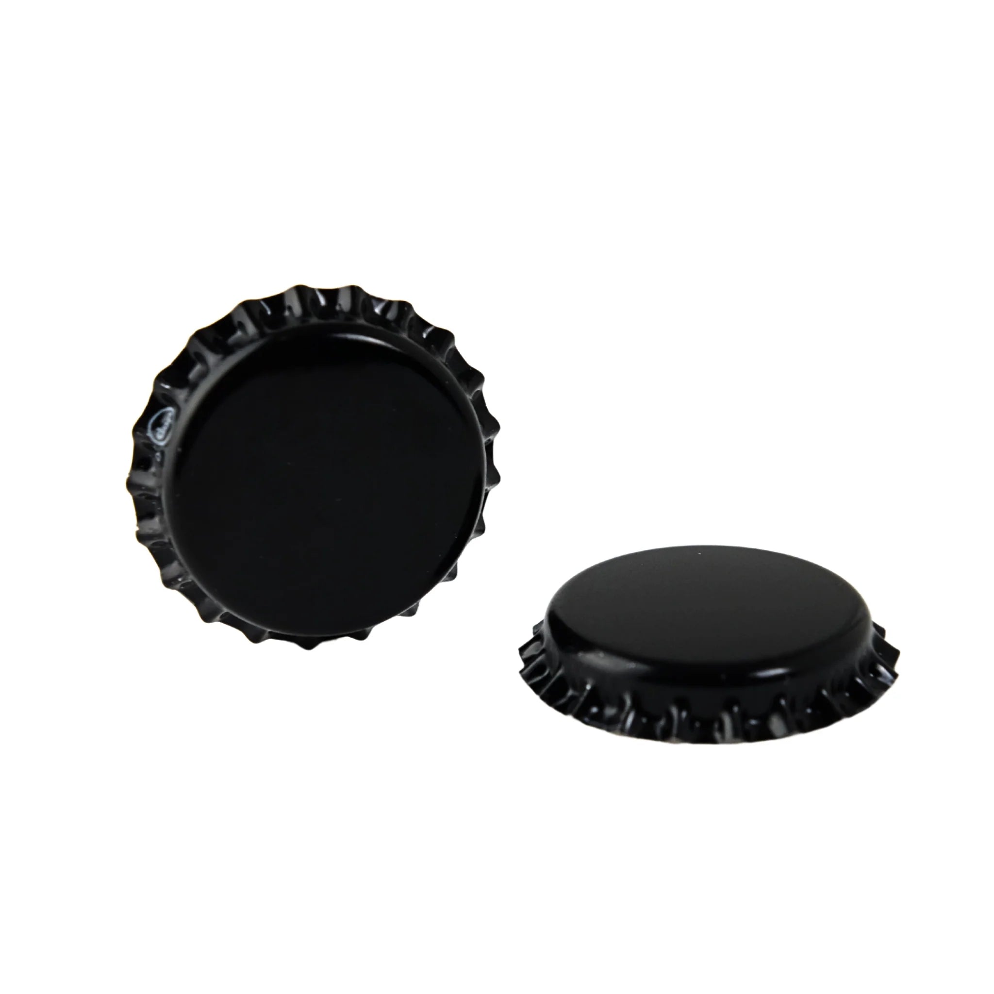 Black oxygen absorbing beer bottle caps by FastRack, designed to preserve beer freshness and prevent oxidation.