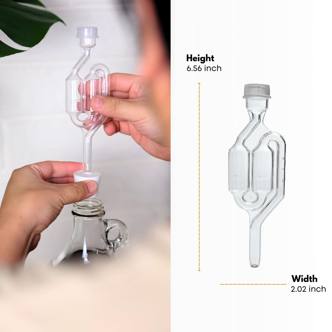 Twin Bubble Fermentation Airlock by FastRack showing clear plastic airlocks with water chambers for home brewing fermentation.