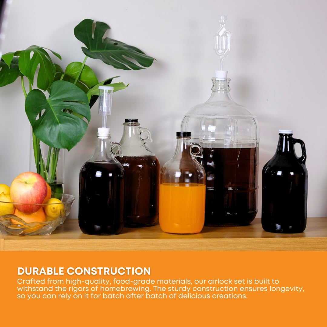 Twin Bubble Fermentation Airlock by FastRack showing clear plastic airlocks with two bubble chambers for home brewing fermentation.