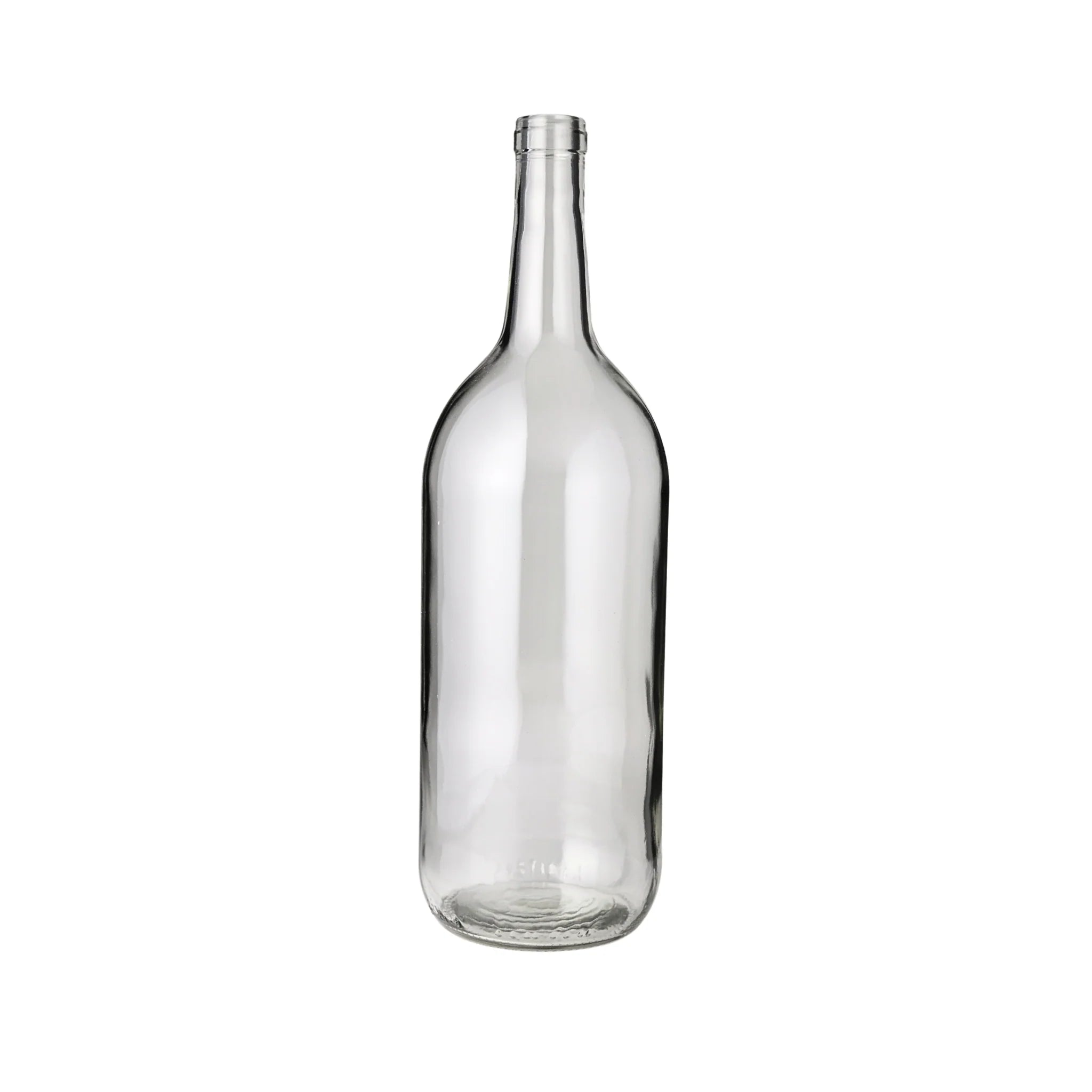 Six 1.5L clear Bordeaux wine bottles from FastRack, shown in a case, with a focus on their shape and size.