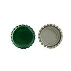 Green oxygen-absorbing beer bottle caps by FastRack, designed to preserve beer freshness and prevent oxidation.