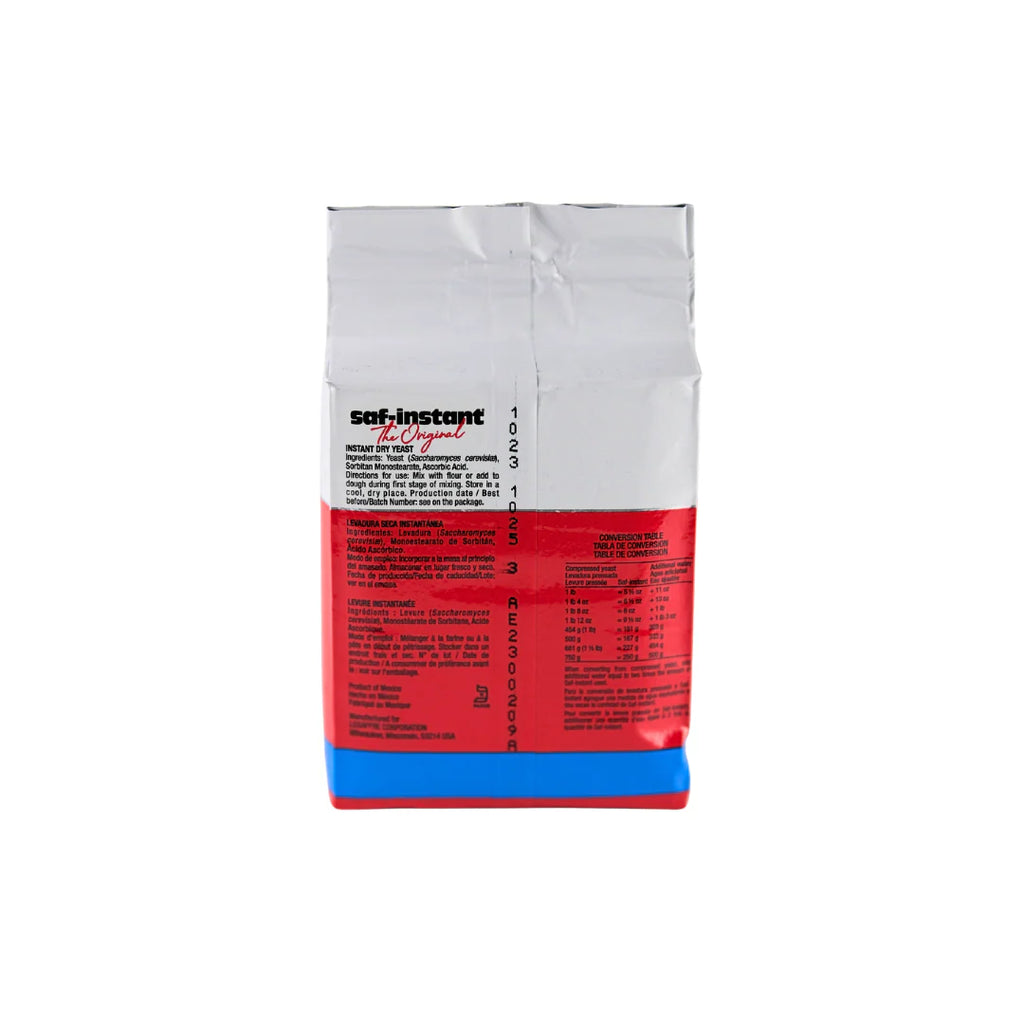 FastRack Red Star SAF instant baking yeast in a 1 lb red and white package, ideal for baking bread and pastries.
