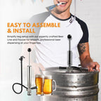 FastRack 8-inch D-Type manual pump with hose for keg tapping and dispensing, suitable for home brewing and beverage serving.