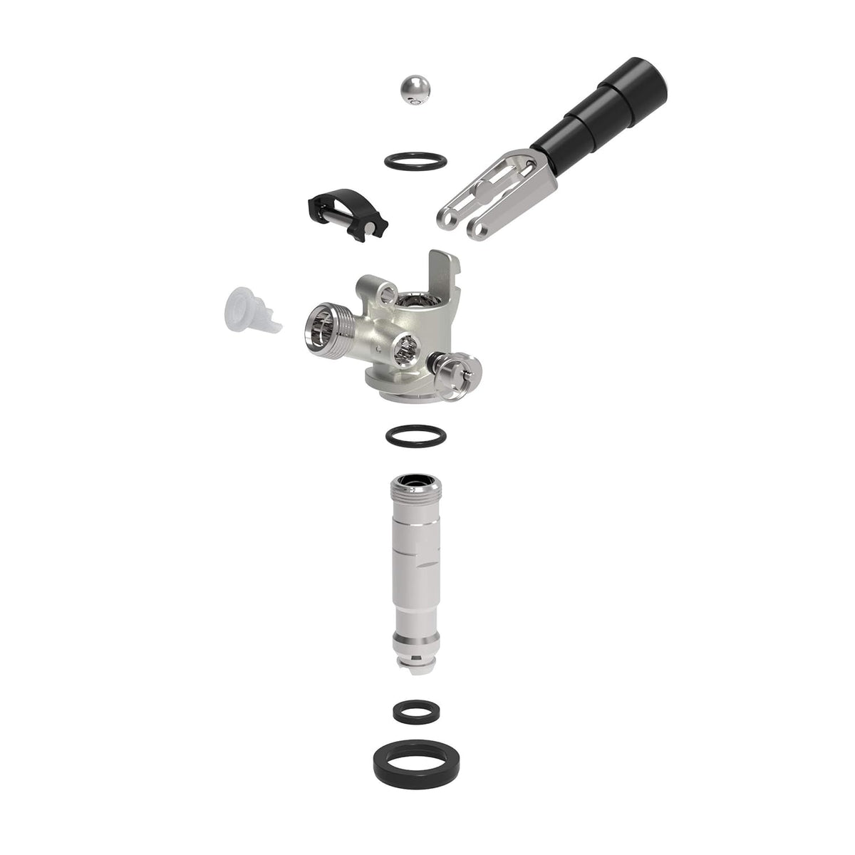 FastRack D-System American Sankey keg coupler for beer kegs, featuring a sturdy metal design and easy connection.